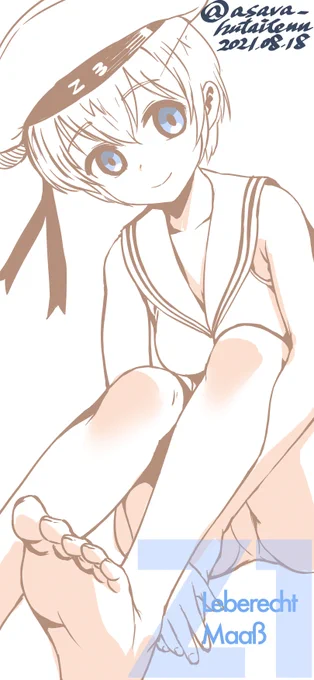 くっそ恥ずかしいけど
間違えて帽子にZ3と描いてしまってた
ワンドロ再掲のレーベ

ちょっとえっちな「悪い子レーベ」なんて描いたなあ 