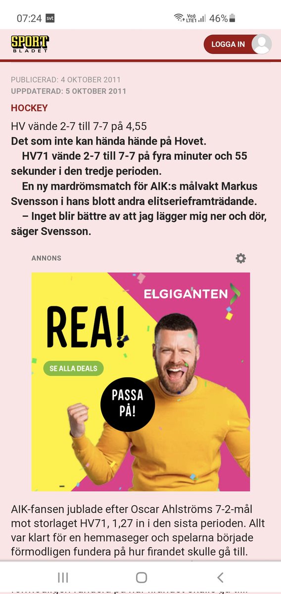 anders_hva's tweet photo. @sportbladet Detta kan väl ändå inte stämma... så här skrev ni ju i oktober 2011... 🤔 https://t.co/JH9b4vRN0H