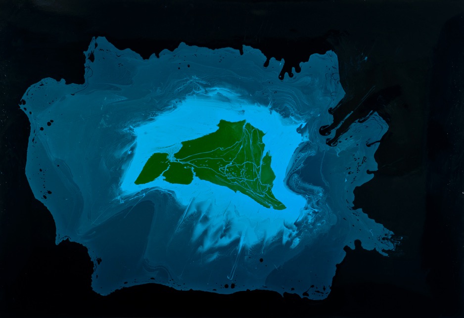 plastichain's tweet photo. Artist @sevincyco sees the #PlasticChain debut in her 2010 painting The Island. The polyurethane material used here is a kind of #plastic and she interpreted the ocean and island piece in the picture with this material. https://t.co/a0Z582bZFf