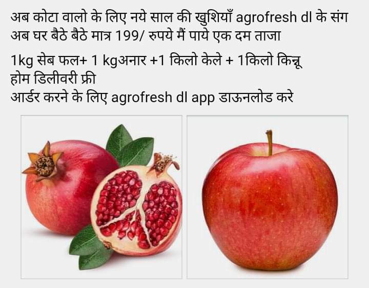 BadgotiyaDl's tweet photo. आपके शहर #कोटा में अब घर बैठे ताजा और किफायती दाम में #सब्जी और #फल मंगवा सकते हैं कृपया सभी साथी सेवा का लाभ अवश्य लेवेंFruit&amp;VEGETABLE की कोटा में होम डिलीवरी के लिए प्ले स्टोर से AGROFRESH DLऐप लिंक से डाउनलोड करें
https://t.co/Bt7ue3dvbS 
#Agrofresh_DL https://t.co/dXwLYgOsNv