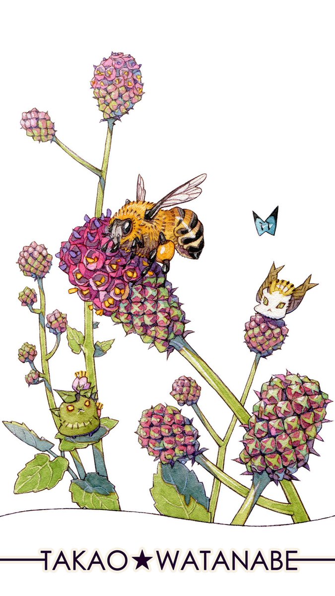 「『ワレモコウとミツバチ』 」|渡辺孝夫のイラスト