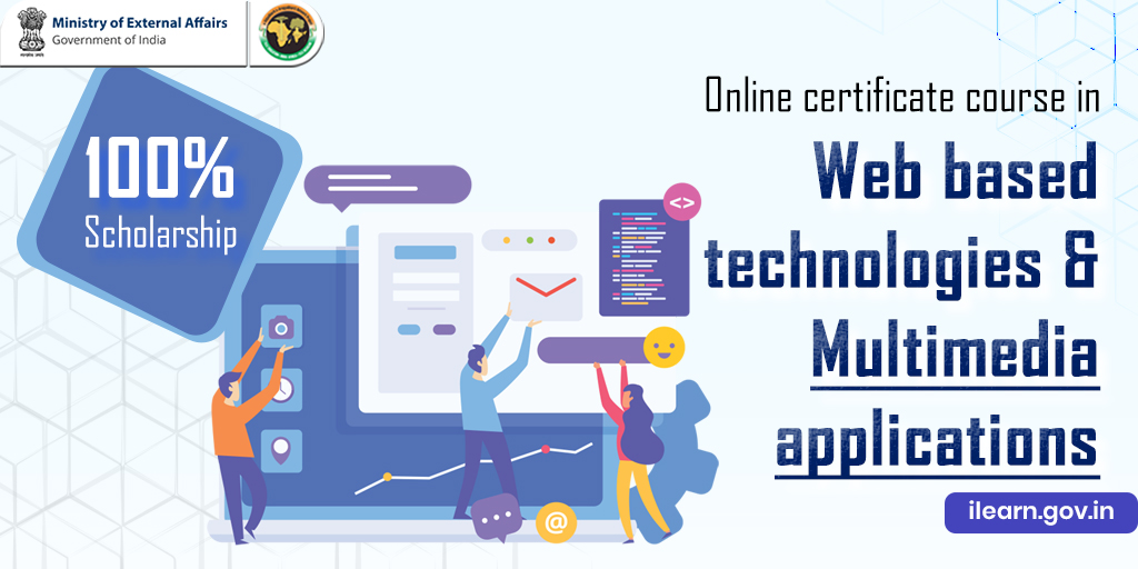 Learn the development of 💾web based communities and applications such as social networking sites, wikis, blogs etc by enroling in #iLearn's online certificate course in Web based technologies &amp; #MultimediaApplications. 100% #scholarship by Govt of #India. bit.ly/3yJmDyN