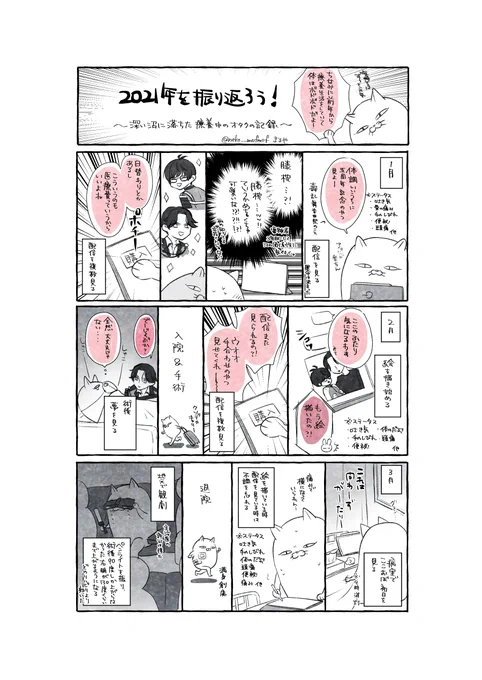 今年のオタク振り返りなんですが、ボドボドの体のことも描いてるので一層気が狂って見える絵日記です。
まるやは元気です。 