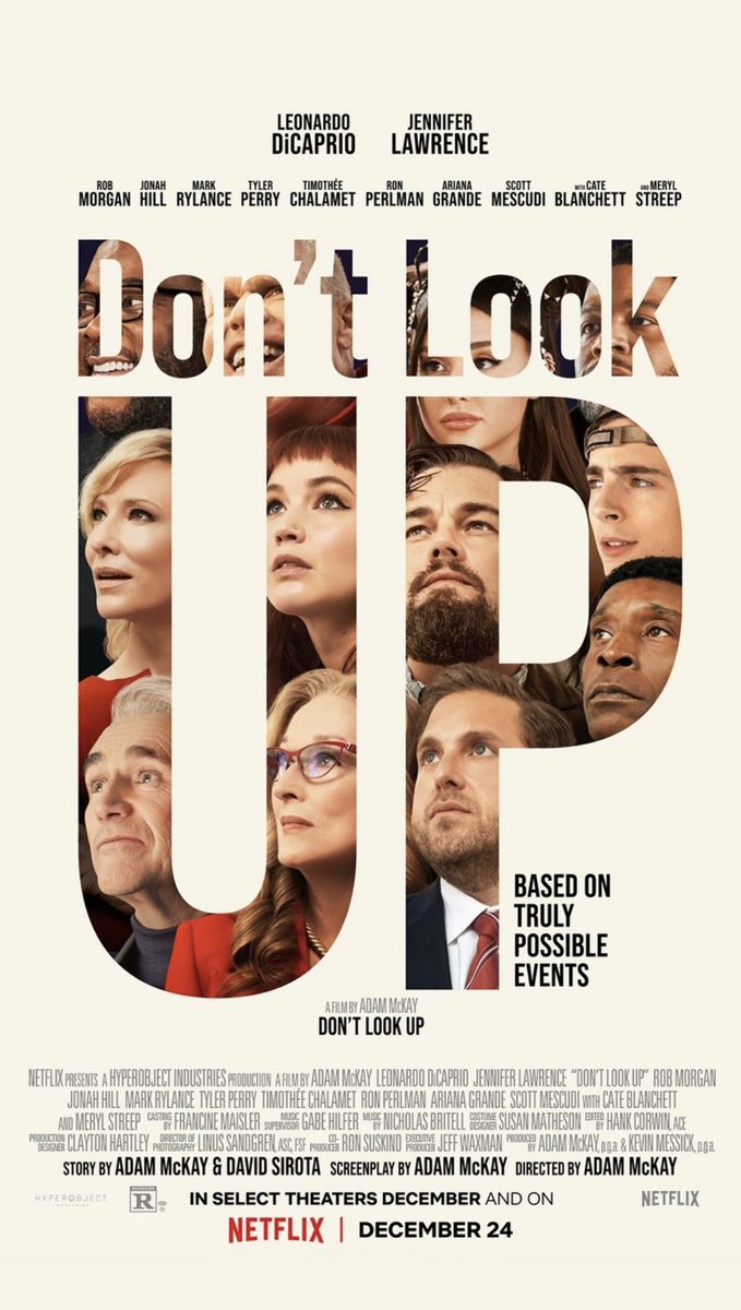 فيلم #DontLookUp وضح لي مدى تفاهة العالم، وقد ايش نحن في غفلة. الفيلم استخدم الكوميديا السوداء للسخرية من الواقع بطريقة مؤلمة. 9/10