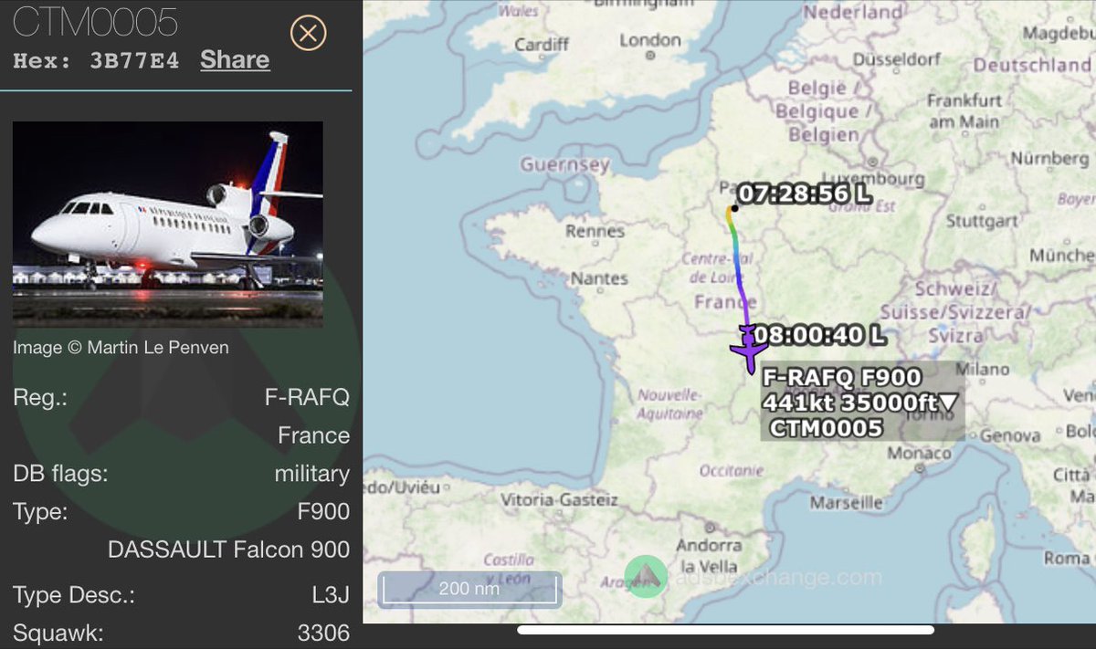 CotamFleet's tweet image. Finalement le @Dassault_OnAir Falcon 900 F-RAFQ opère la rotation de ce 31 décembre 2021 probablement pour @JeanCASTEX

Quatrième et dernier (?) aller-retour en une semaine ✈️ ✈️ ✈️ ✈️ 

#COTAM #AvGeek #avgeeks #France #Castex #NewYear2022 #Reveillon 

@ADSBexchange ⬇️