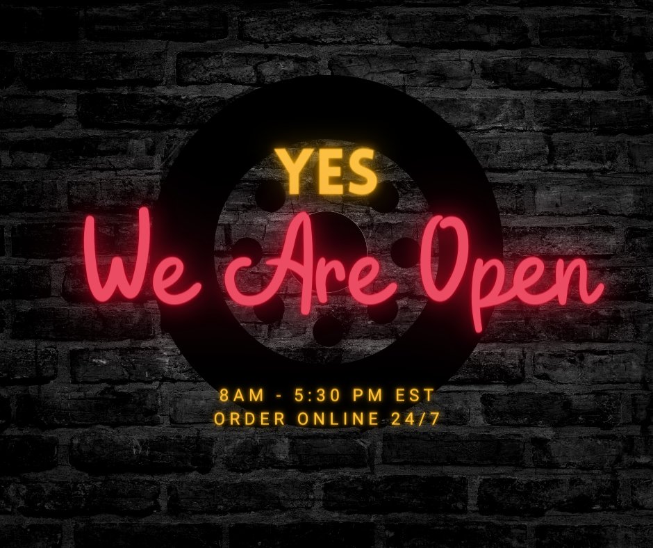 blackburnwheels's tweet photo. WE ARE OPEN!
Give us a call @ 800-981-8321 
8 am - 5:30 pm EST or Order Online 24/7 https://t.co/gdjWknAzWf