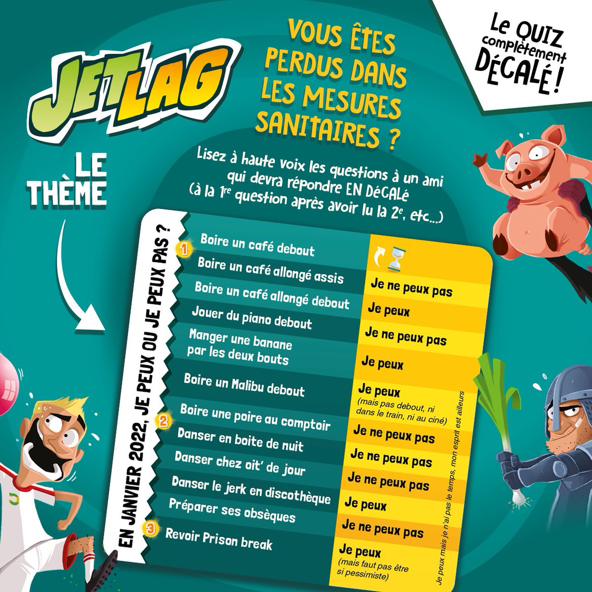 Vous êtes perdus dans les mesures sanitaires ? 
Révisez grâce à #JETLAG ! 
#Reveillon #nouvelan2022 #Omicron #cafe #PassSanitaire #cafedebout #PasseSanitaire #j2s  #Vivement2022
Et surtout la santé !