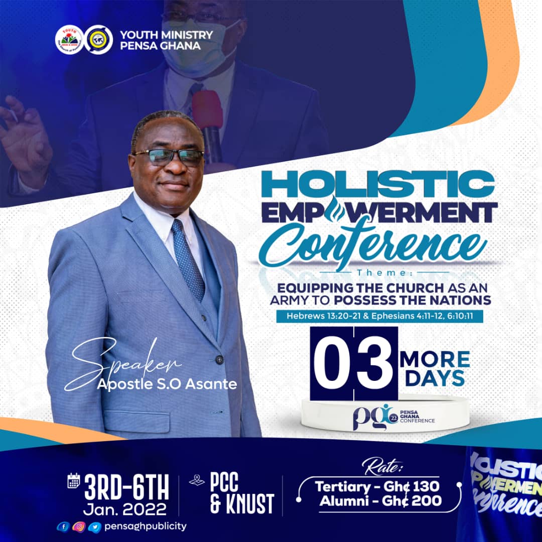 *Ministering to us is Apostle Samuel Osei Asante, Patron to the Youth Ministry of the Church of Pentecost*🥳🥳🙌🏽

You can't afford to miss the impact at this coming conference for anything 🥳

Register here!
reg.pensagh.org

#PGC22
#Youth360

*© Pensaghanapublicity*