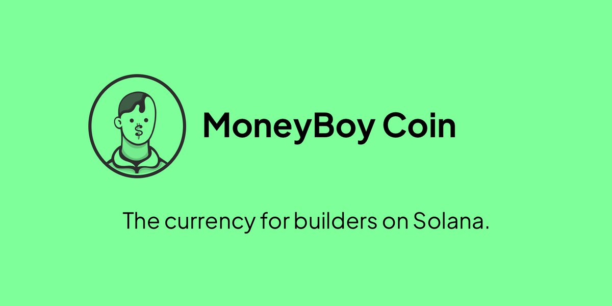 MoneyBoy Coin is the future currency for builders on Solana ... and it's finally here. 🤝

To celebrate, we're giving away another 10k of $MBC to someone who likes and RTs this tweet. 🍾