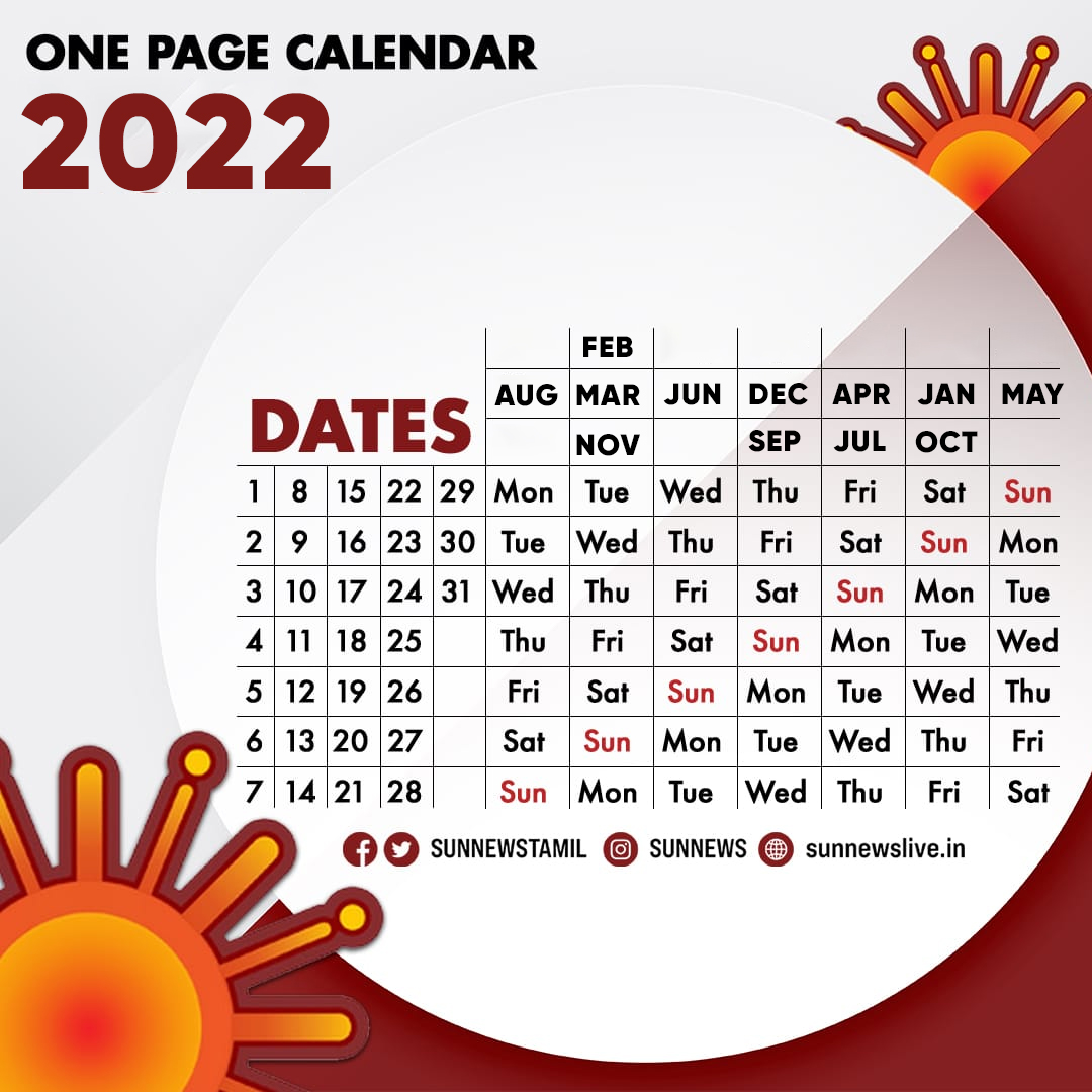 One Page Calendar 2022 Sun News's Tweet - "ஒரு பக்க கேலண்டர் 2022 | One Page Calendar 2022  #Sunnews | #Onepagecalendar2022 | #Newyear2022 " - Trendsmap
