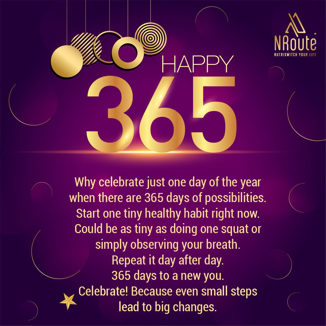 NRouteNutrition's tweet photo. New Year is just a welcome reminder of 365 days of possibilities that lie ahead.
At NRoute, we strongly believe in the power of creating tiny habits.
Start small &amp; do it. So we invite you to embark on a journey towards good health.
Visit https://t.co/xOHcu4Nvia
#HappyNewYear2022 https://t.co/0ybfKufjS4