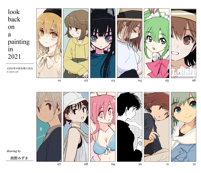 #2021年の絵を振り返る 
テンプレお借りしました。
来年はもっと絵のふり幅を広げたいですね! 