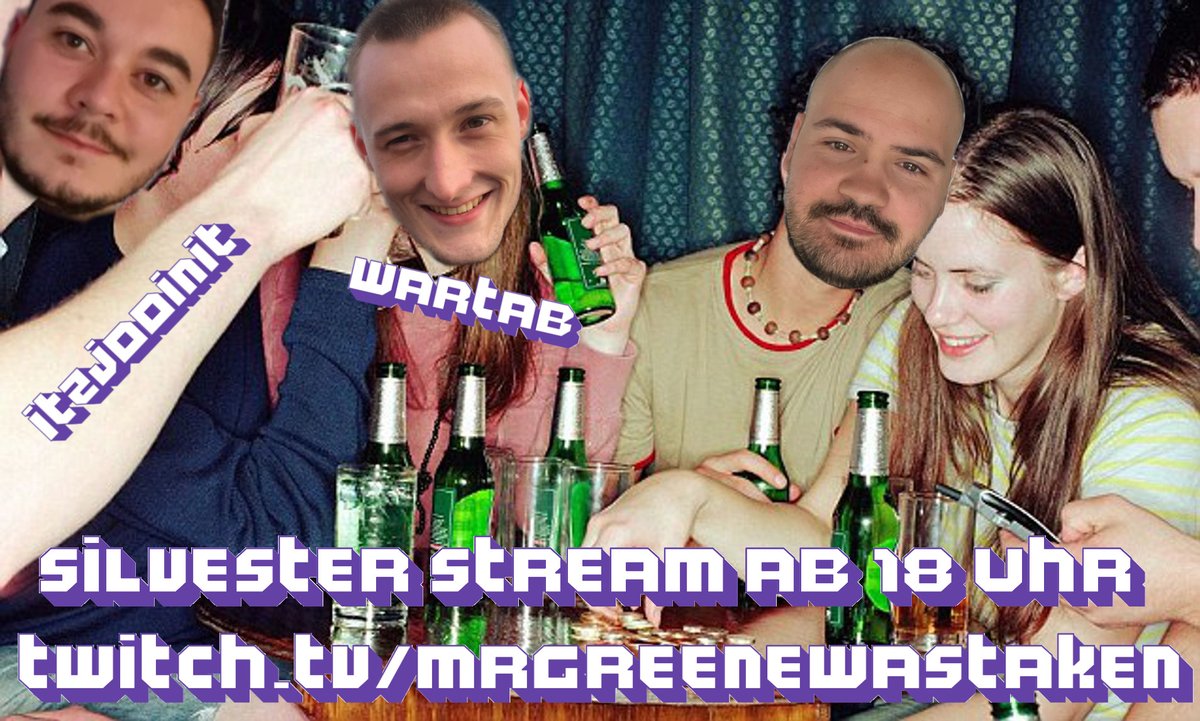 CedricGreene92's tweet photo. Silvester Stream ab 18 Uhr auf https://t.co/3dZ4DPBkvz mit den Streamern @wartabPSR &amp; @itzjooinit Let's get drunk together ! 🥴🥂🍻🍾 https://t.co/aAQDrxWX4P