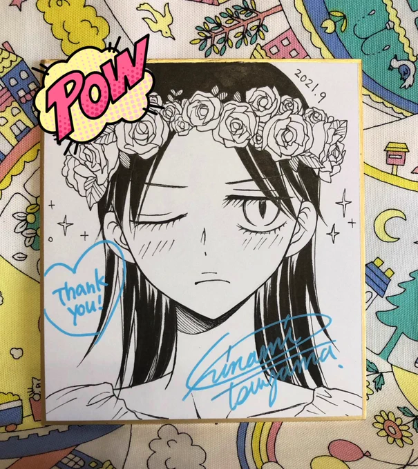ハイスコア20巻プレゼント企画で描いたイラスト色紙紹介③

5〜6枚目/当選者様のリクエストは、
・花冠をかぶっているえみか
・夏らしくショーパンはいてる沙夜

可愛い系のえみかを描く貴重な機会でした🥰
沙夜の方、構図が下手すぎて肝心のショーパンがほぼ見えなくて申し訳なかったです😂 