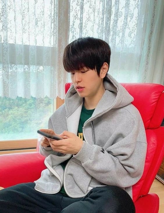 seungmin and his favorite gray hoodie