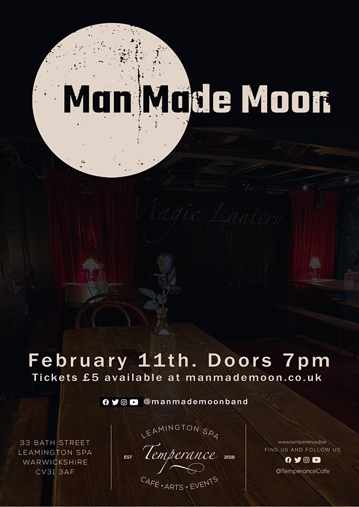 manmademanofmen's tweet photo. Only 15 tickets left for our gig at @TemperanceCafe #leamington
Get tickets at https://t.co/PegB3pbTqc
#manmademoon #livemusic #band https://t.co/McgkzNxsku