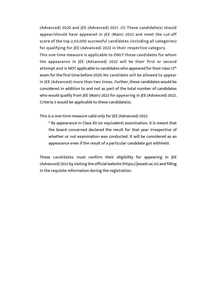 IamSaurav_1's tweet photo. Congratulations to #JEE Adv 2020 Aspirants those have been provided an attempt in 2022.
But few have aslo not got their attempt . So @AIJNSA_official will raise against this injustice.
Everyone should get equal chances. @iitbombay @iitdelhi 
#JEEAdvancedExtraAttempt
-@IamSaurav_1 https://t.co/WpzXM0H12Z