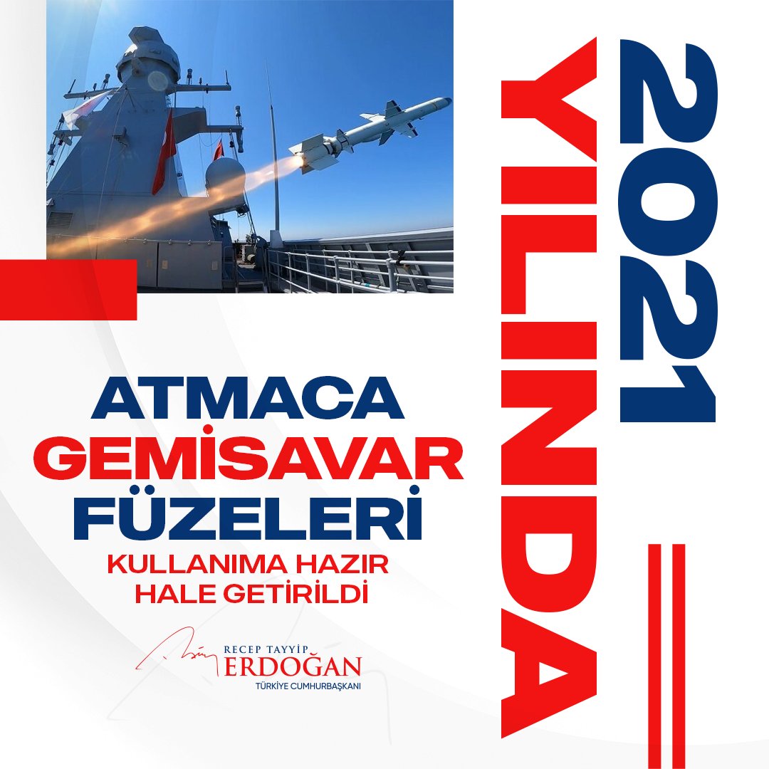 RTErdogan's tweet photo. Atmaca gemisavar füzelerimiz gerçekleştirilen son testleri de başarıyla geçerek kullanıma hazır hâle geldi. https://t.co/rGq784Ak3t