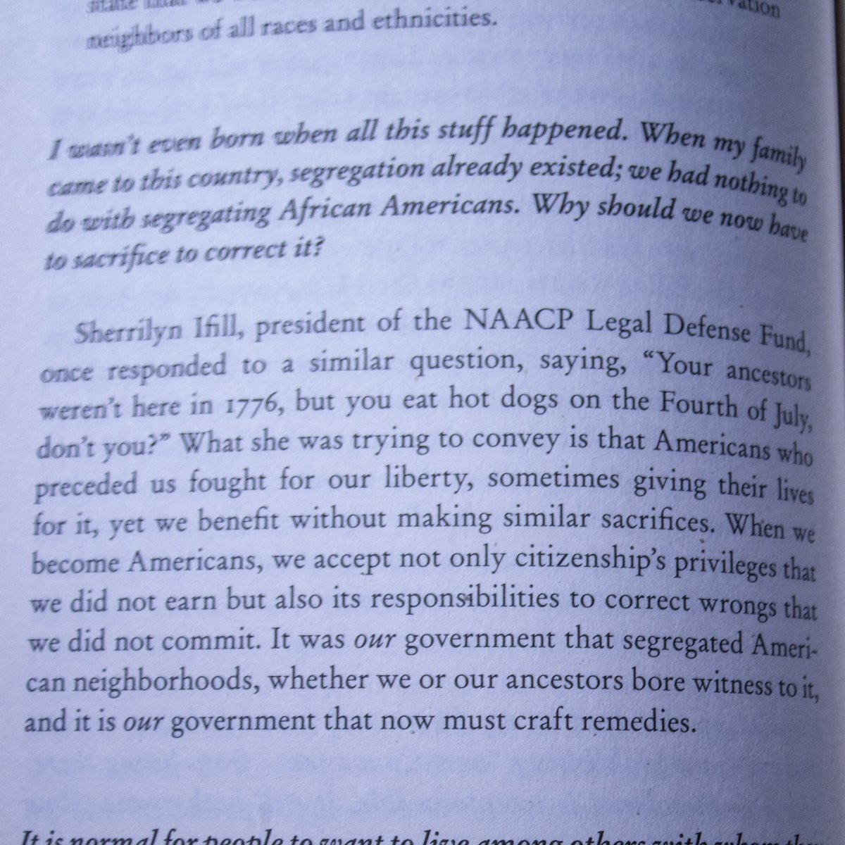 TCSRC_Official's tweet photo. Excerpt from "The Color of Law" by Richard Rothstein, in the section titled "Frequently Asked Questions" 

Addressing the classic retort, "My grandparents weren't slavemasters when they moved here [sometime after emancipation proclamation was enacted]" https://t.co/So3MTQxS4Q