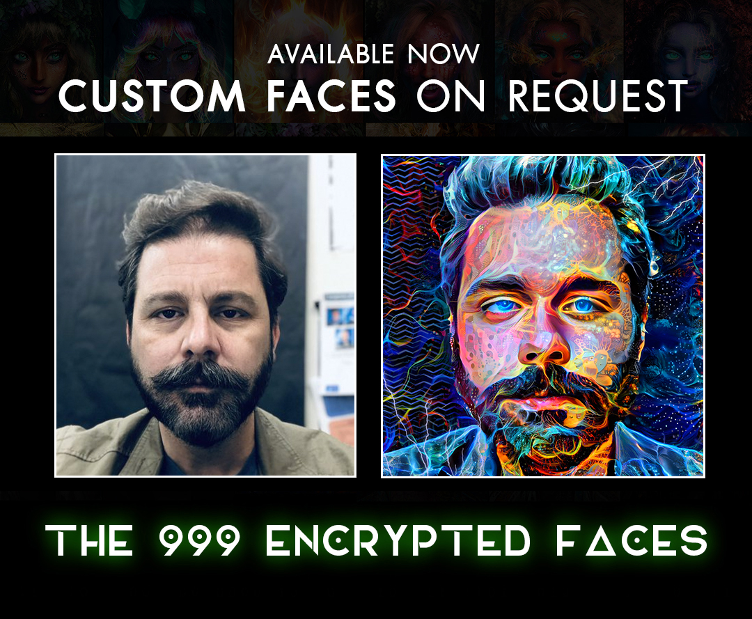 vishalraiFX's tweet photo. How awesome would it be to have your face in the 999 Encrypted Faces series live @OpenSea.
Let me create your next "one of a kind" NFT using a picture of yourself. Just DM for details.
https://t.co/6xobw91TRE
#potraits #1000faces #999faces #potrait #NFTartist #AI #eth #polygon https://t.co/DmB18o2TPK