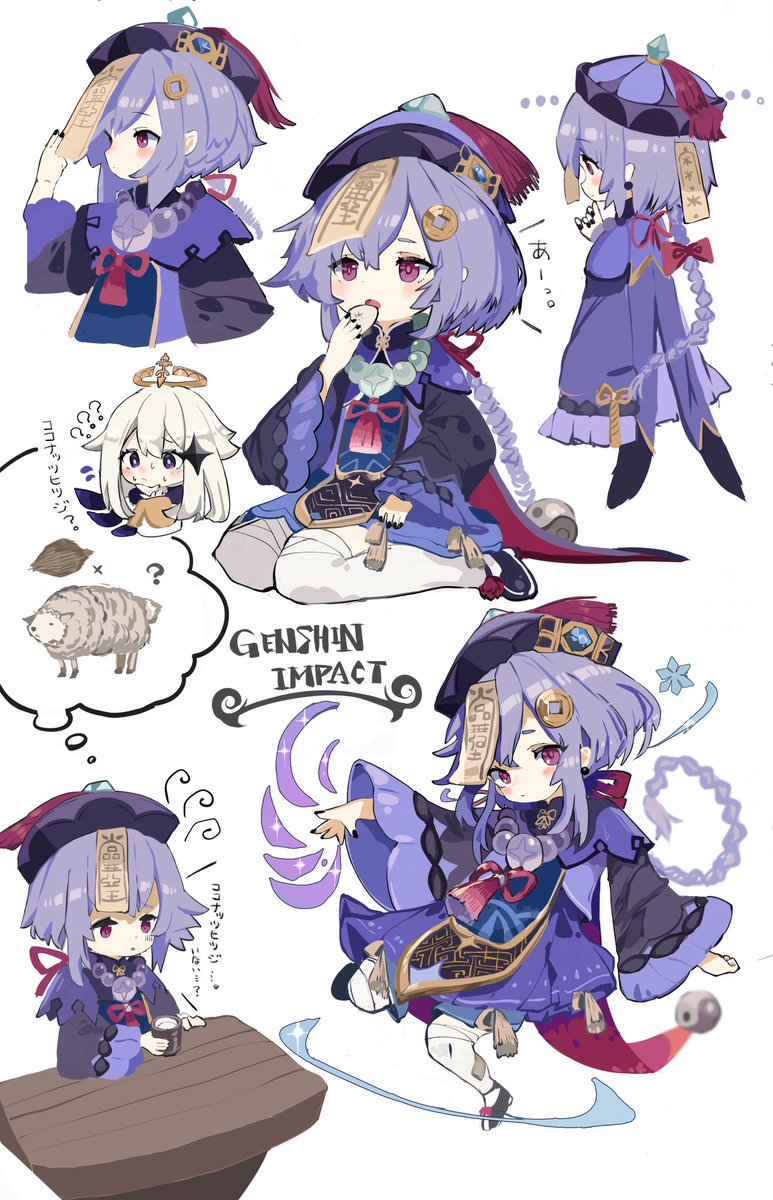 パイモン(原神) ,七七|ナナ(原神) 「2021 原神まとめ 」|ルウ(流)🐰✨のイラスト