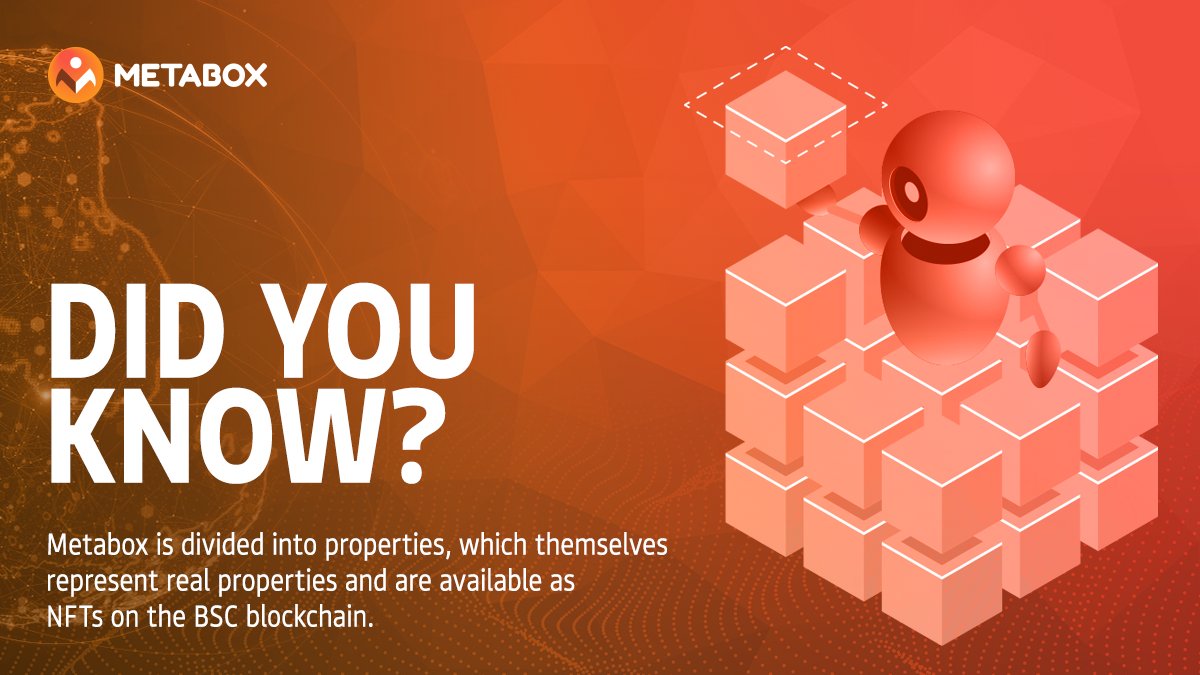 MetaBox_Off's tweet image. Did You Know?

#Metabox is divided into #properties, which themselves represent real properties and are available as #NFTs on the BSC blockchain.

$MBOX #MBOX