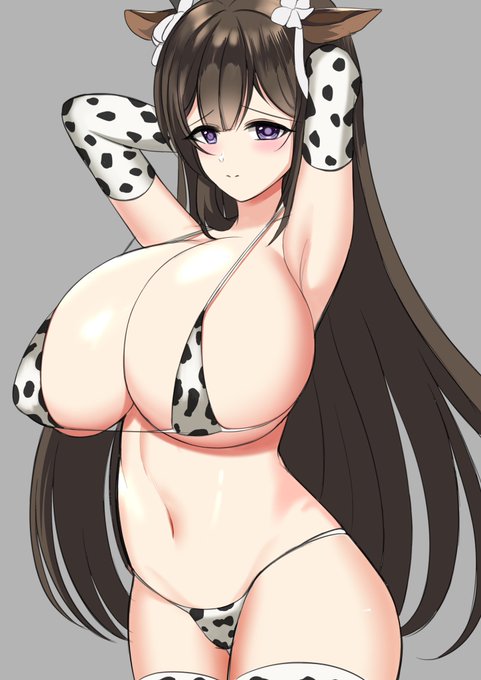 今年の描き納め牛柄ビキニ樫野です_(:З」∠)_ 