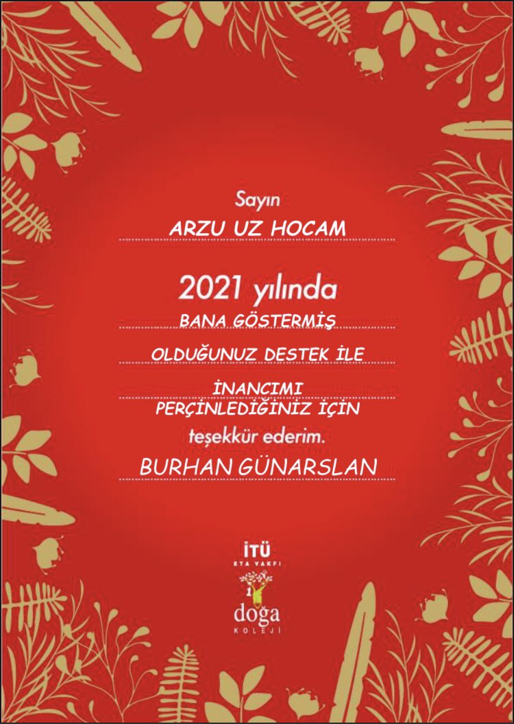 Brhngnrsln's tweet photo. Sn @Azrafraarzu1 hocam, 2021 yılında bana göstermiş olduğunuz destek ile inancımı perçinlediğiniz için teşekkür ederim. Sağlıklı, mutlu yıllar dilerim https://t.co/ytzhD8YBOc