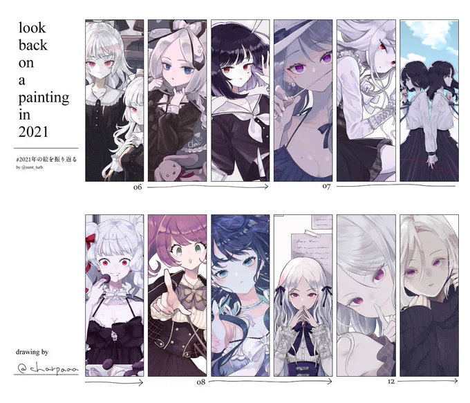 #2021年の絵を振り返る 
毎月描けなかったので、各月複数枚でまとめてみました!2022年は毎月目標に描いていきたい〜🌹 