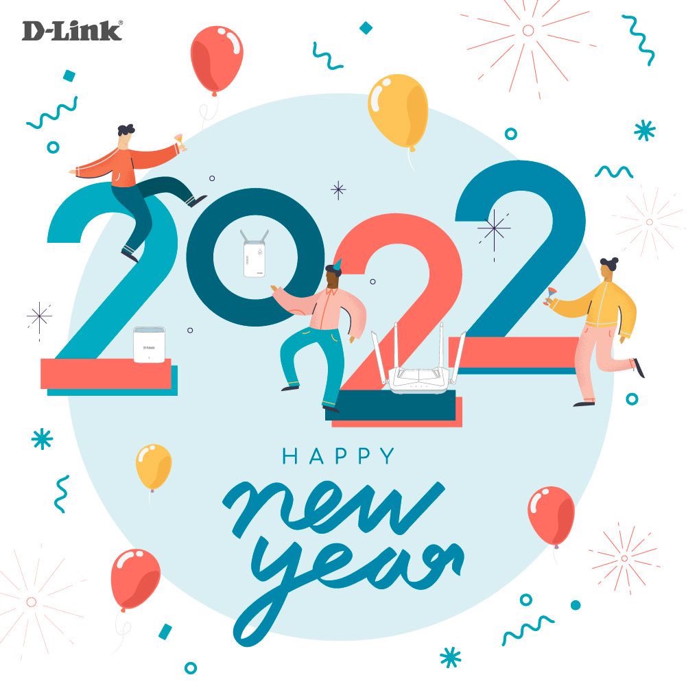 DLink_Global's tweet photo. The past year has been challenging yet amazing, and now it’s time to welcome an exciting new chapter. D-Link wishes you a Happy New Year! 🎆🎉🥂 #HappyNewYear
#Hello2022
#DLINK #EAGLEPROAI https://t.co/XsmuqUukxC
