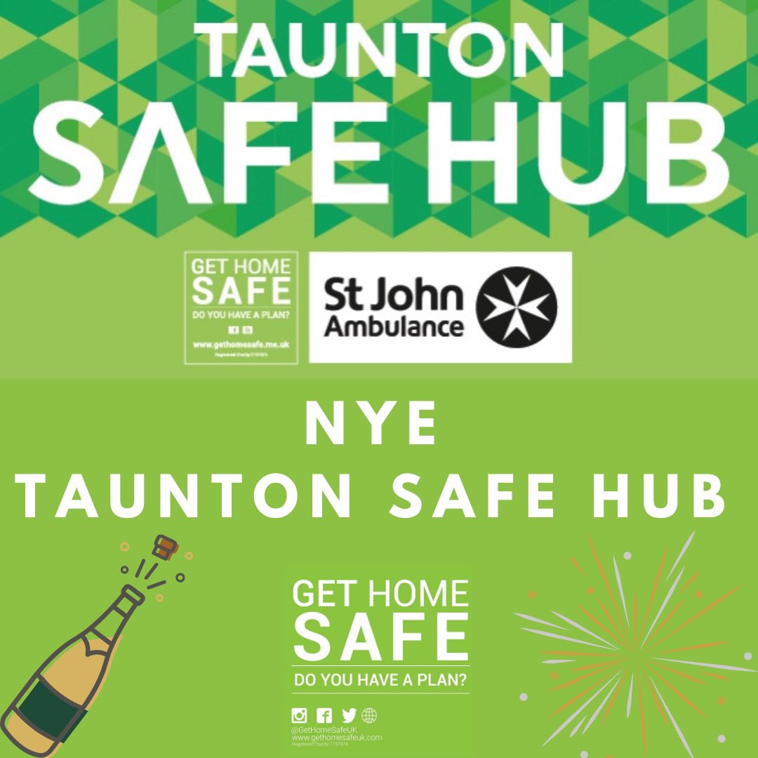 GetHomeSafeUK's tweet photo. TONIGHT - TAUNTON SAFE HUB 
Helping you get home safely into 2022 @SjaTaunton @stjohnambulance #gethomesafeuk https://t.co/FmXdlkjSQo