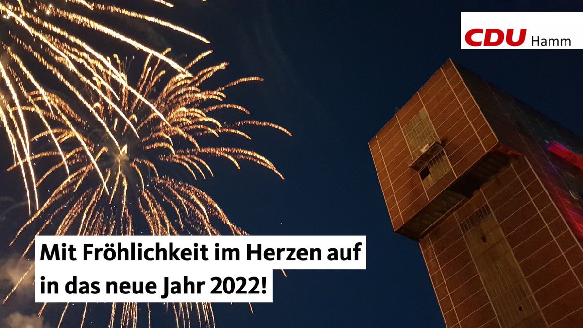 CDUHamm's tweet photo. Mit Zuversicht und Freude im Herzen auf in das neue Jahr 2022. Dazu wünschen wir vor allem Glück, Gesundheit und Gottes Segen. https://t.co/PhGqc6al4u