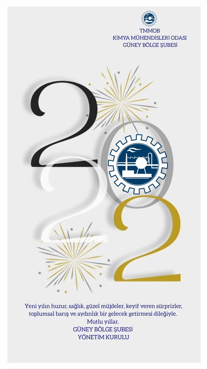 Mutlu yıllar dileriz. 
TMMOB
Kimya Mühendisleri Odası
Güney Bölge Şube
Yönetim Kurulu
#tmmobkmo #kmogüneybölge 🎉🥳🎊
