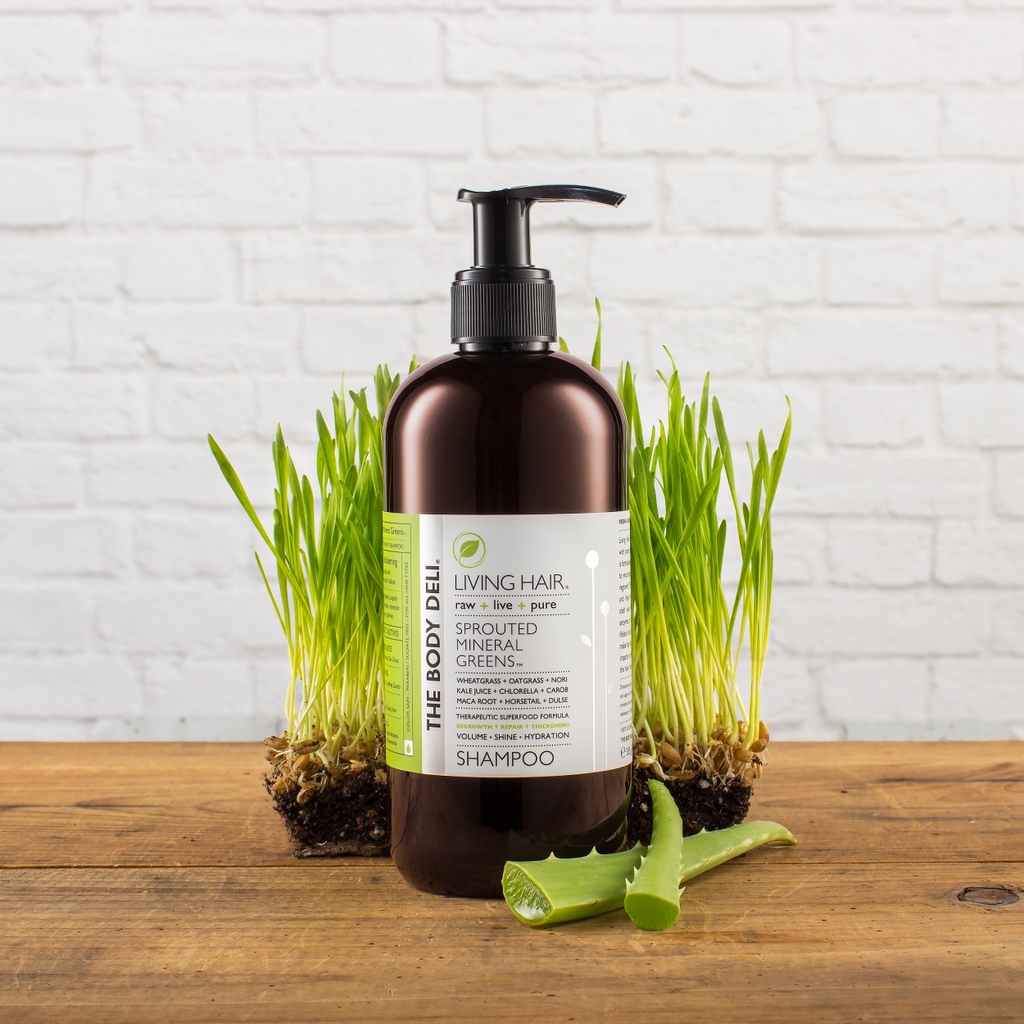 Living Hair Sprouted Mineral Greens Shampoo- Like a nutritious smoothie for your hair.