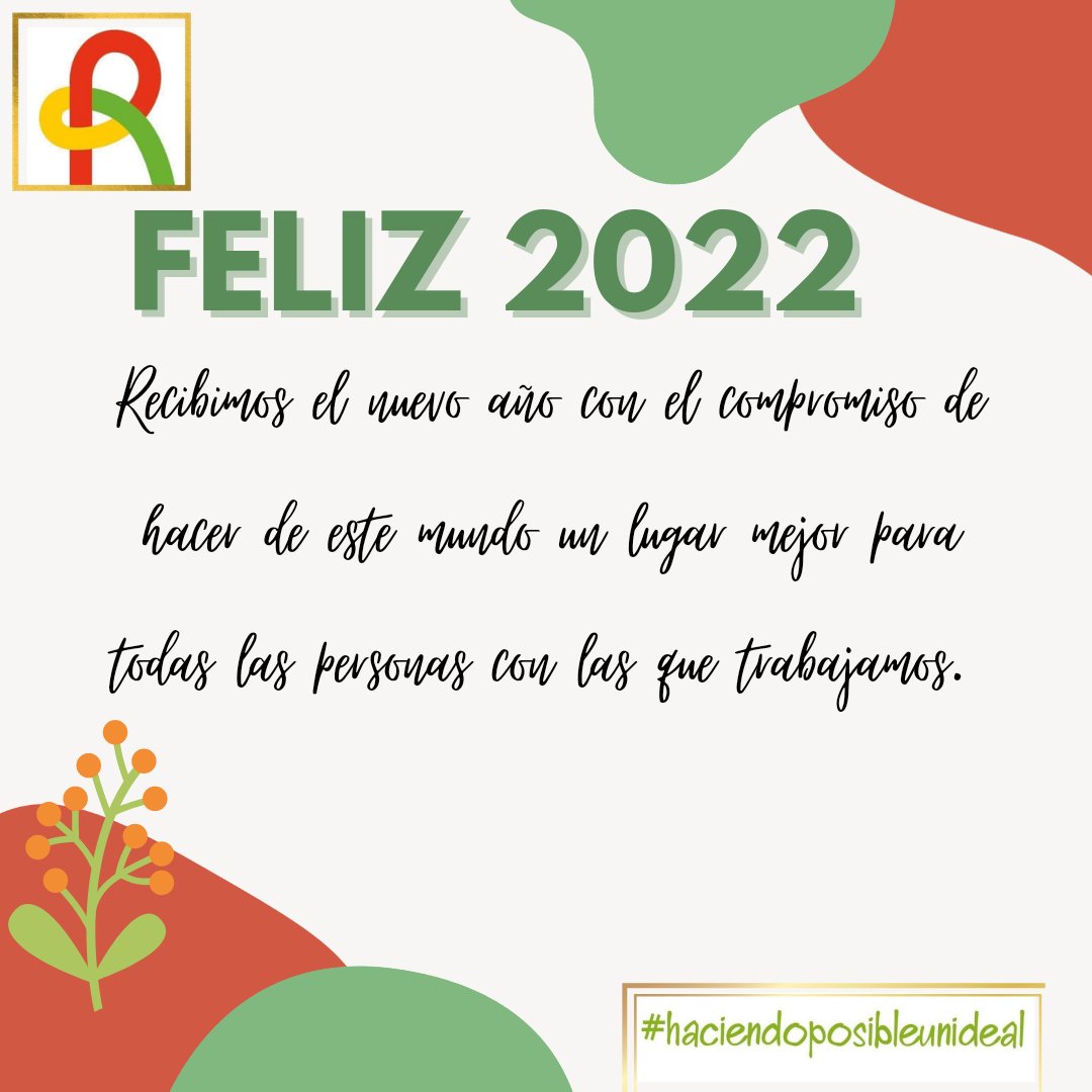 RedesCoop's tweet photo. #haciendoposibleunideal 
Feliz 2022! Recibimos el nuevo año con el mismo compromiso e ilusión, por seguir trabajando para  mejorar cada día y hacer de este mundo un lugar mejor. https://t.co/wsZN0R3v0g