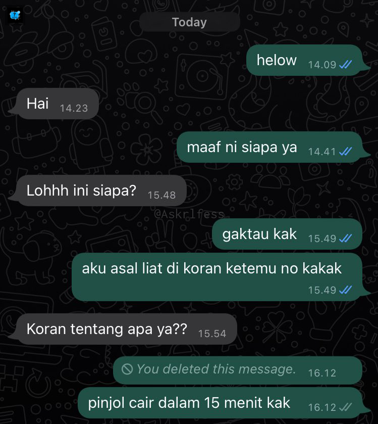 Askrlfess's tweet photo. [askrl] iseng ngechat mas crush gak nyangka malah direspon gini wkwkwkwk https://t.co/GfIKGyKGkq
