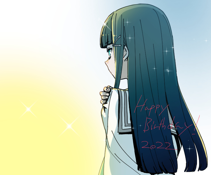 kurosawa dia 1girl school uniform solo long hair happy birthday black hair uranohoshi school uniform  illustration images