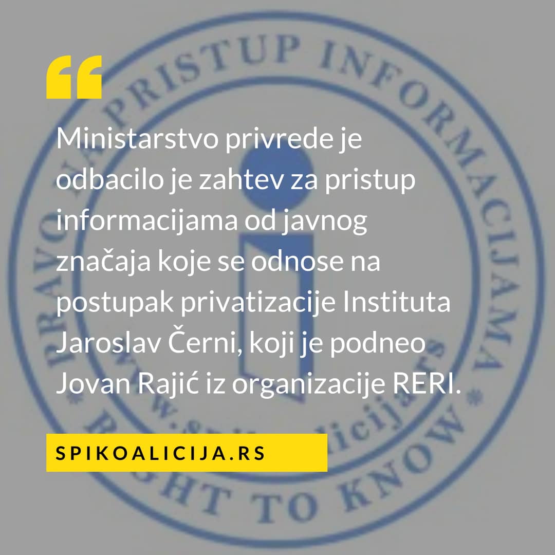 SpiKoalicija's tweet photo. Podaci do kojih (ni)smo došli u 2021. zahvaljujući zahtevima za pristup informacijama od javnog značaja.
@RERI_org #jaroslavčerni #privatizacija #ministarstvoprivrede #pristupinformacijama #accessinfo https://t.co/fCwKWNINWk
