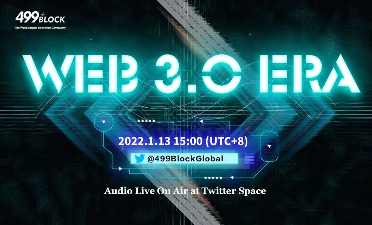 499_Group's tweet photo. 📢The First Web 3 Carnival in 2022
🚀Web 3 Era Awakening on Air at Twitter Space
📍Venue: @499BlockGlobal Twitter Space
⏰Time: 15:00-20:30 Jan 13th (UTC+8)
💰10000UDST #giveaway #Web3 https://t.co/5nuAR9YPVZ