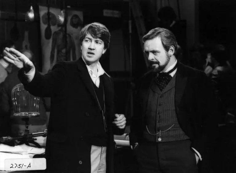 Happy birthday to Sir Anthony Hopkins, pictured on the set of The Elephant Man with David Lynch (1980). 