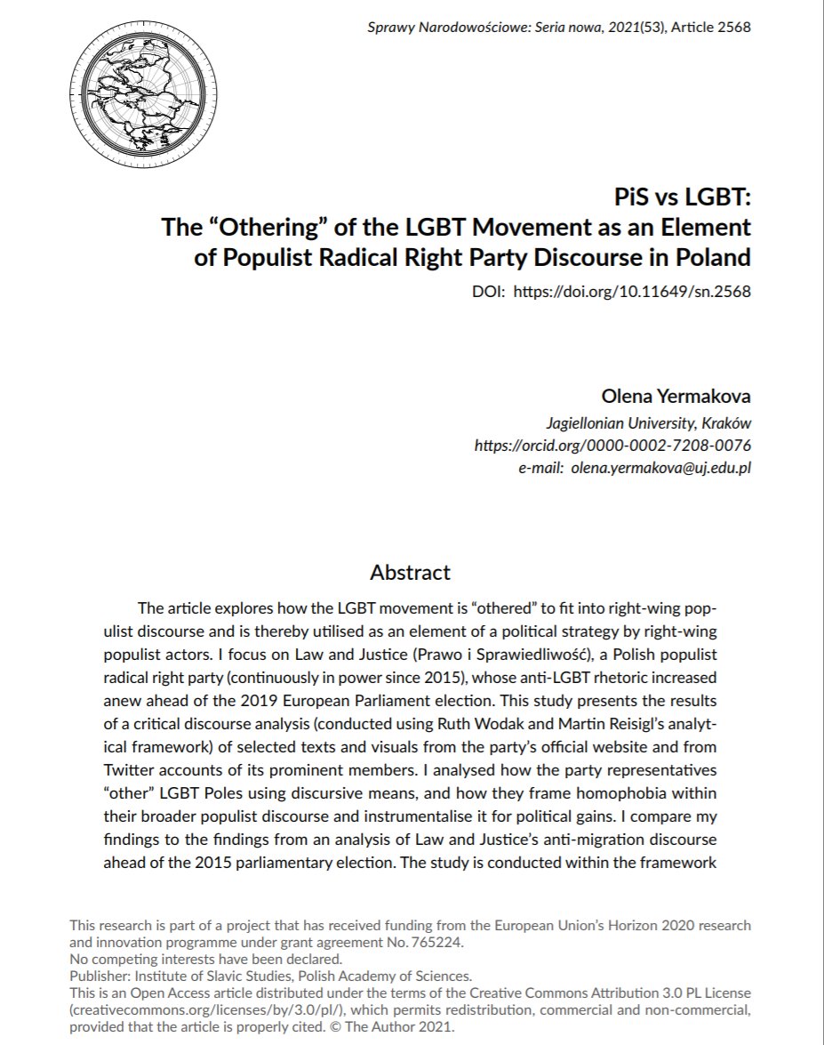 O_Yermakova's tweet photo. My NYE gift from Father Frost - my paper for Nationalities Affairs/Sprawy Narodowościowe of @slawistyki got published! 

In it - #CDA of #PiS discourse on #LGBT - reflections on 2020 presidential campaign, 2019 #EPelection in  #Poland 

Read OPEN ACCESS: 
https://t.co/zQ9ZokhWjH https://t.co/RDgGQ8d5KL