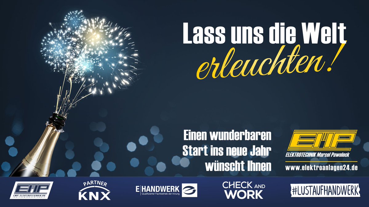 Wir wünschen Ihnen ein neues, spannendes, gesundes und erfolgreiches Jahr 2022 …

#Neujahr
#elektroanlagen24
#KNX 
#CheckandWork 
#LustaufHandwerk 
#DasHandwerk 
#Glauchau

elektroanlagen24.de/wir-wuenschen-…