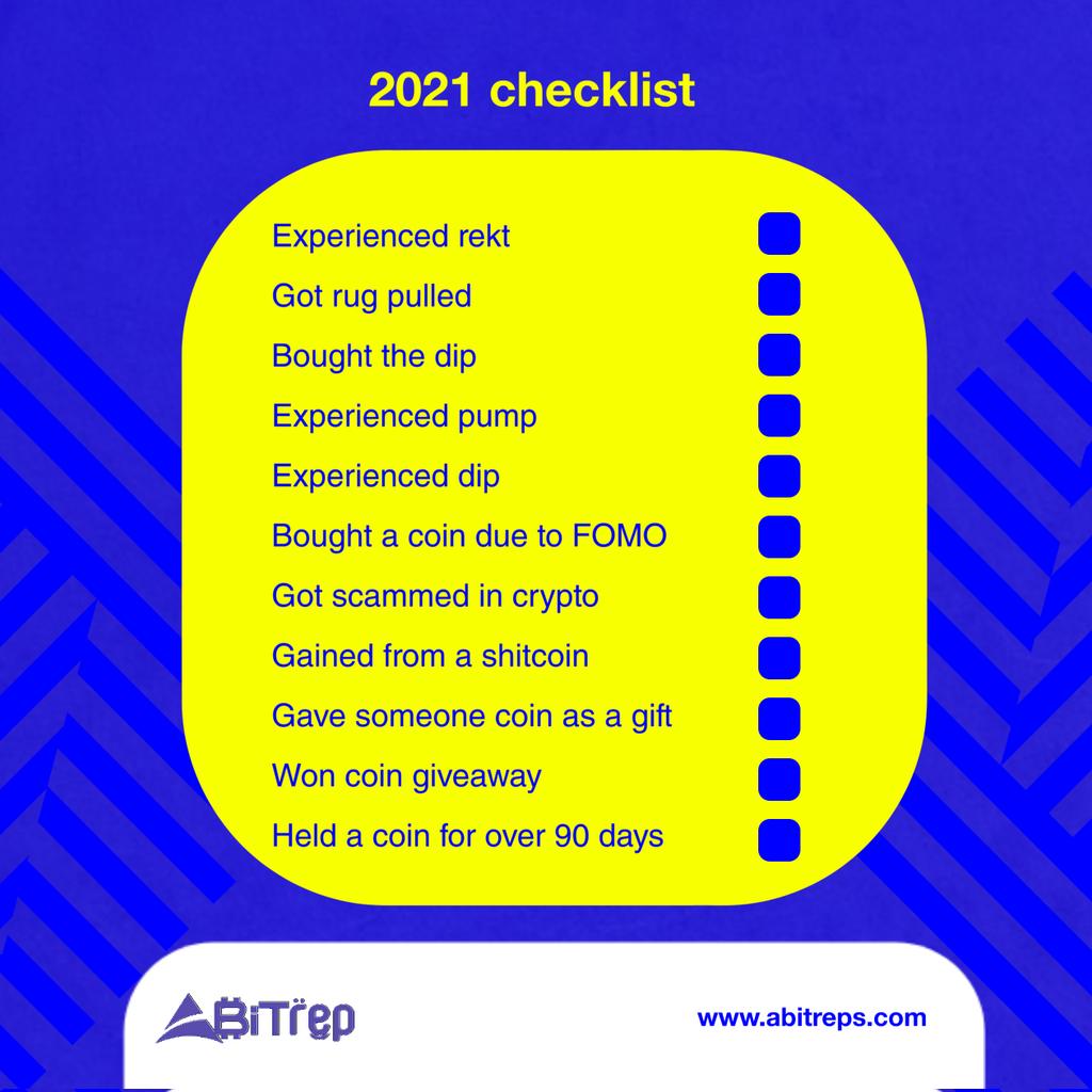 Let's see how many ticked boxes you will have by the end of the checklist.

Leggo🎉🎉

#abitreps #community #checklist