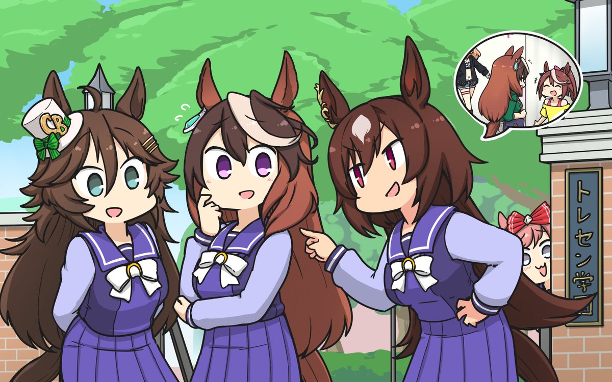 アグネスデジタル(ウマ娘) ,シンボリルドルフ(ウマ娘) ,トウカイテイオー(ウマ娘) 「デジたん観察日誌01
#ウマ娘 」|(公)＠お仕事skeb募集中のイラスト