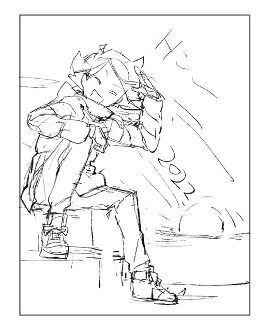 同時進行の年賀状のラフ 