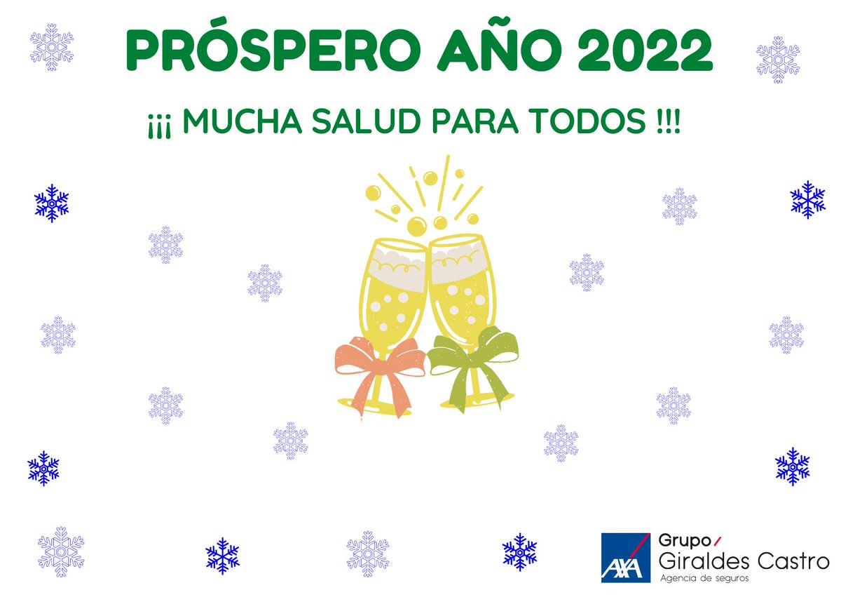 Agradeceros vuestra confianza recibida en este año que dejamos,  ¡¡ GRACIAS por seguir a nuestro lado y por un 2022 con mucha salud y éxitos para todos !! 
#FinDeAño2021 #AxaGiraldes