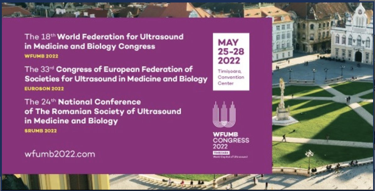 WFUMB 2022 which will be held in May 2022 in a beautiful historic and cultural city, Timișoara Romania. Take a look at the event web site here >> wfumb2022.com