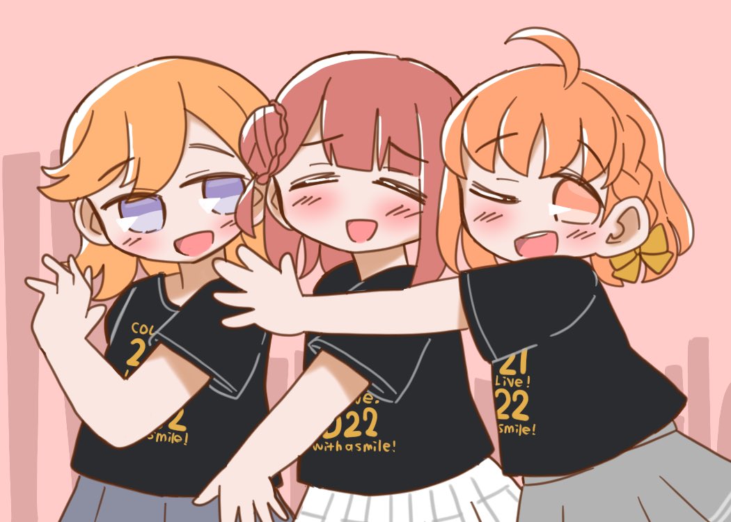 takami chika multiple girls 3girls orange hair one eye closed braid hair bun ahoge  illustration images