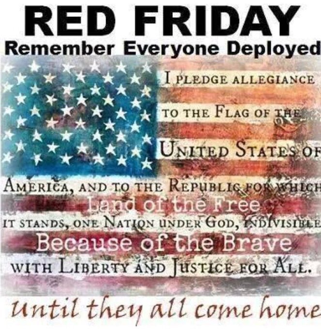 @bellaluz88 @mjgranger1 @army_bc @BatemanBradford @TonytheTiger57 @CoachJohn20 @washington_bear @ChrisBarber13F @USMCRoughnecks @stabmarine @dcolon2112 @clhscoach @RCNALondon @wwp @StephenBaldwin7 @BillBeam @GunAlpha @USMC @2501Wolf @taliban2214 @riky3211 @MccrobieBrandy @HonorSeal @jladams71 @JakeEll64806493 @USArmy @doug69 @jose22780 @MichaelKSr1 @DallasCoy1 @reconjoe8tet68 @DonaldJTrumpJr @Gottabfishin @usairforce @USNavy @USCG @CadeauWill @CAT1PRO @DavidJo43155248 @4yourvets @MVZexplorer @ltc_jgs Happy #REDFriday and happy new year eve