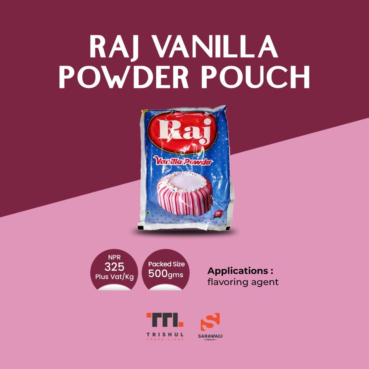 SarawagiG's tweet photo. RAJ VANILLA POWDER POUCH
https://t.co/TvIPeYzLNM
#vanillapowder #vanilla #foodingredient #icecream #milkproduct #dessert #ingredient #cozfoodislife #friedfood #foodhandling #thinkfoodthinkus #SarawagaiGroup #trishultradelinks  #fresh #foodprotection #nepalfood #goodfood https://t.co/hSHnfv9Bya